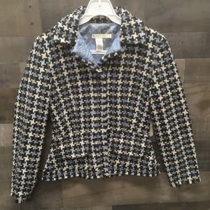 Perry Ellis blue multi Nepal houndstooth blazer